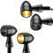 ToXx 4x LED Motorrad Mini Blinker Bullet schwarz universal für 12V e-geprüft vorn + hinten 2 Paar