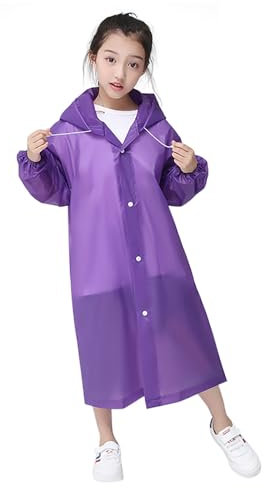 Impermeabile per Bambini, Poncho Pioggia Bambini Riutilizzabile Eva Giacca da Pioggia con Cappuccio Unisex, Cappotto da Pioggia Mantella Antipioggia per Campeggio Viaggio Attività all'aperto (Viola)