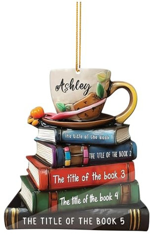 Weihnachten Deko Buchliebhabe Ornament, Bücherregal-Anhänger-Acryl-Ornament, schönes dekoratives Geschenk, 2023 Weihnachtsbaum Anhänger, Weihnachtsbuch Acrylverzierung liest Hängeregal (D-1, One Size)