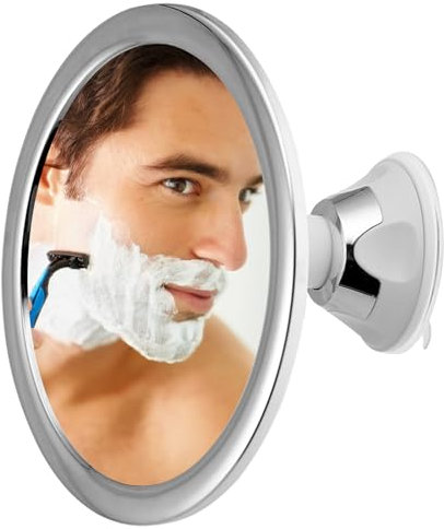 Espejo de ducha antivaho con ventosas, giratorio 360°, espejo de baño antivaho para afeitarse, maquillaje, ducha, accesorios de baño, color plateado