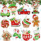 QUANMAITONG 12 Set Diamond Painting Anhänger kinder Weihnachten, 5D Der Weihnachtsmann Painting kit DIY Diamond Painting Lebkuchenmann Schlüsselanhänger