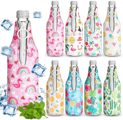 Tiangrid 8 Pcs Beer Bottle Cooler Sleeve with Zipper, Neoprene Insulated