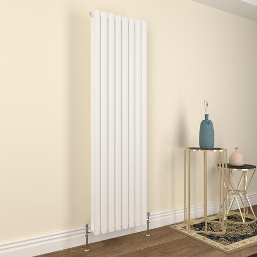 GY Bath Vertical Radiator White Oval Column Designer 1800x472mm Double Modern Central Heating Rads