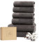 Ferò Luxus Handtücher Set, 6-teilig, 100% Baumwolle Low Twist 550 g/m², Ultra Weich und Saugstark, Oeko-TEX, Italienisches Design, Bath Towels, 4 Handtücher 50x100cm, 2 Badetuch 70x140cm, Grau