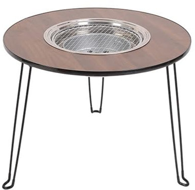 Multifunktional Feuerstelle Tisch, Tragbar & Klappbar BBQ& Holzfeuerkorb für Draußen mit Grillrost und Feuerzange für Camping, Lagerfeuer & Heizung Im Freien