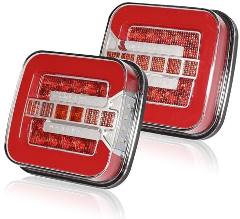 SPARKMOTO 2 x LED Rückleuchten Für Anhänger 12V 24V Universal, Rücklicht Anhängerbeleuchtung Heckleuchten Mit E Prüfzeichen, IP67 Tauchboot PKW Anhänger Rückleuchten