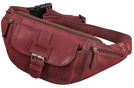 STILORD 'Sam' Vintage Bauchtasche Leder Gürteltasche groß Herren Damen Hüfttasche mit Riemen für Reisen Festival Konzert Freizeit Echtleder, Farbe:Rosso