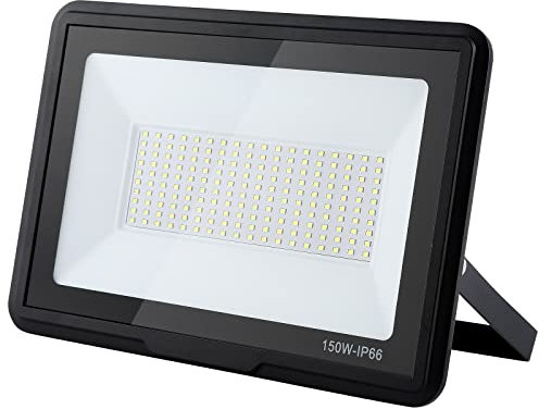 Treoir Foco Exterior 150W, Superbrillante 15000LM LED, IP66 Impermeable Proyector 3000K Blanco Cálido para Garaje, Jardín, Patio, Estacionamiento