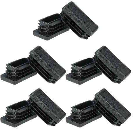 PATIKIL Rectangle Plastic Hole Plugs 0.8x0.7inch, 10 Pack Tubing Insert End Cap for Rectangle Metal Tubing Furniture Chair Leg Fence Post Pipe, Black
