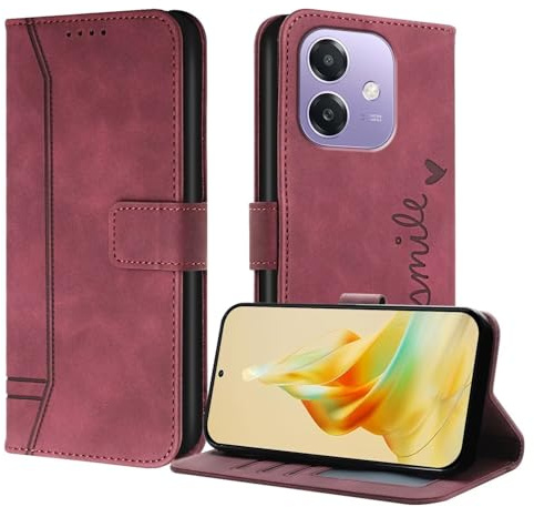 GoodcAcy für Oppo A60 Hülle Leder Klapphülle Stoßfest,Rot