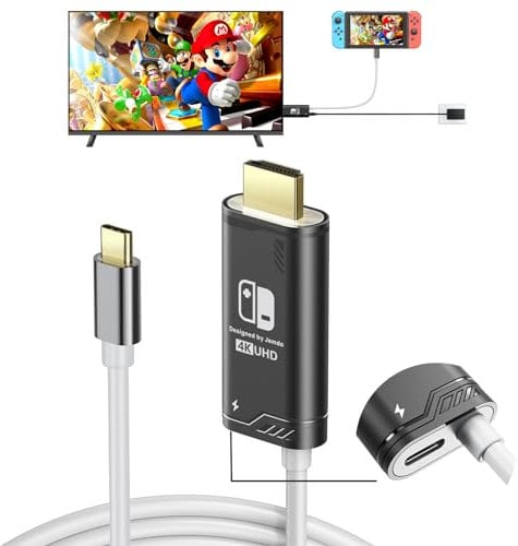JEMDO Cavo dock da USB C a HDMI con porta di ricarica PD100W, adattatore portatile da interruttore a connettore TV per Nintendo Switch NS/OLED Screen Mirroring only, 4K a 30Hz, 1,2 m, nero