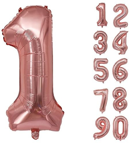 32 Inch Number Balloons Giant Number Aluminium Foil Helium Balloons for Birthday Party Celebration Decoration New Year Baby Shower Anniversary (Rose Gold, 1)