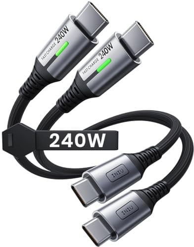 INIU 240W USB C to C Cable, [0.3m, 2-Pack] Fast Charging Type C Cord, Braided USBC to USBC Phone Charger Cable for iPhone 16 15 Pro Max Samsung S24 S23 Laptops iPad Switch Steam Deck etc.