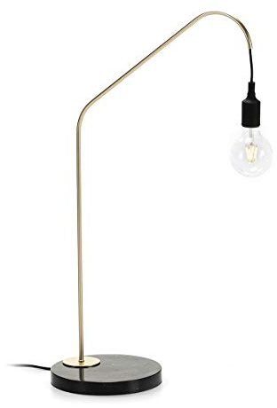 LAMPARA SOBREMESA 35X25X58 MARMOL NEGRO/METAL DORADO