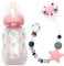 NASSMOSSE 3Pcs Baby Doll Accessories Set, Includes Baby Doll Bottles, Magnetic Baby Doll Pacifier and Pacifier Chain Toy Set Doll Feeding Set for Baby Doll Accessories