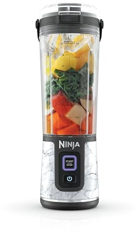 Ninja Blast Portable Blender, Cordless, 18oz. Vessel, Personal Blender for Shakes & Smoothies, BPA Free, Leakproof Lid & Sip Spout, USB-C Rechargeable, Dishwasher Safe Parts, Marble White, BC152MW