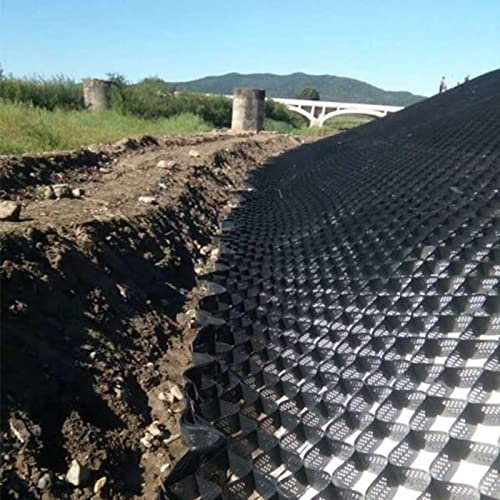 Rejilla de tierra de 5 cm, piedra de arena geográfica, estabilizador de grava, malla resistente y flexible, pavimento de pendiente para caminos, patios, estacionamiento, granja, cimentación de 16.4 x