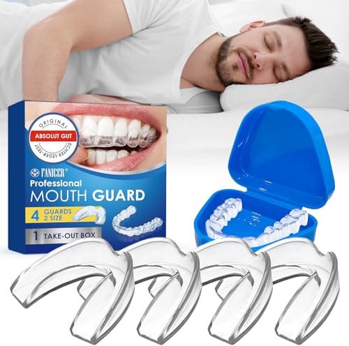4 Stück Silikon Mundschutz, 2 Größen Silikon Zahnschiene Mundschutz, Knirscherschiene, Zahnärztlicher Nachtschutz, Aufbissschiene, Verbessert die Schlafqualität, Gegen Bruxismus, Mouth Guard