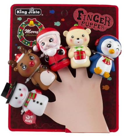 Fingerpuppe, Fingerpuppe, 5 x Weihnachtsmärchenfinger, Lernspielzeug für die Zeit der Cartoon, Figuren mit Fingern, Weihnachtsmann-Fingerpuppen