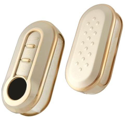 Baisirui Autoschlüssel Hülle Kompatibel mit FIAT 500 Brava Bravo Grande Doblo Ducato Panda Punto TPU Cover Schlüsselhülle Auto Schlüssel Zubehör (golden)