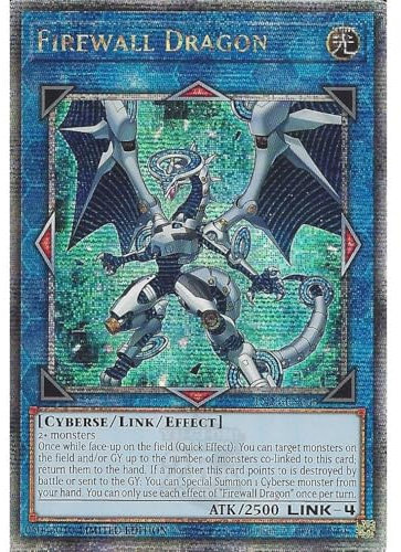 TO YU GI OH TN23-EN008 Firewall Dragon : Quarter Century Secret Rare Card : 1st Edition Anniversary Card Perfect for Gift Idea/Birthday Cyberse Link Monster Dragon