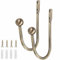 Curtain Holdbacks 2pcs, Brass Curtain Hold Backs Metal Tie Backs for Curtains U-Shaped Hook Wall Mouted Decorative Accessories for Bedroom