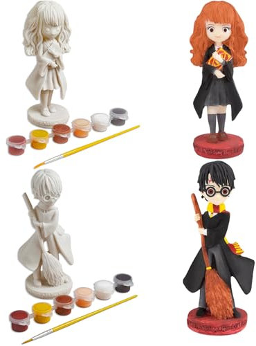 Paint Your Own Harry & Hermione Models Set – Includes Paints, Brush & Backdrop Scene – Creative Painting Kit for Kids & Fans Aged 6 Years+