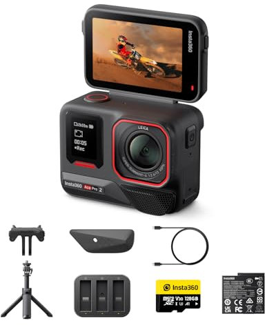 Insta360 Ace Pro 2 Creator Bundle - 8K Waterproof Action Camera Co-Engineered with Leica, 1/1.3 Sensor, Dual AI Chip, Leading Low Light, Superior Audio, Flip Screen & AI Editing for Vlogs