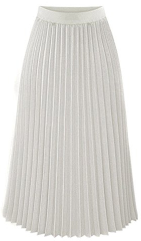 Plisseerock Damen Damen Lang Faltenrock Elastische Plissee Rock A Linie Chiffon Rock Einfarbig Frühling Sommer Herbst Maxirock