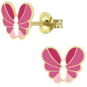Monkimau Mädchen Ohrringe Schmetterling | Ohrstecker aus 925 Sterling Silber | Kinderohrringe hypoallergen