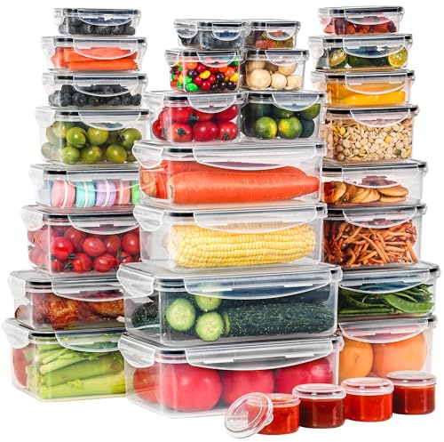 SIKITUT Set di Contenitori per Alimenti, Ermetica 30 Pezzi in Plastica Senza BPA, Adatto per Lavastoviglie, Congelatore, Microonde
