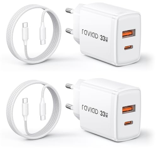 RAVIAD 33W USB C Ladegerät GaN Netzteil 2-Pack, 2-Port [USBC + USBA] PD