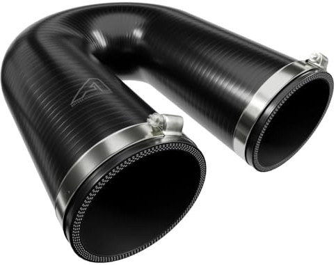 180° Black Silicone Elbow Attachment for 51mm Gutter Cleaning Poles - Flexible Head Connector for Easy Angled Access with Hose Clip Kit