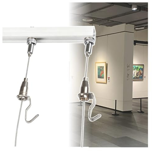 Galerieschienen für bilder Aufhängesystem Für Kunstgalerien, Draht- Und Hakensystem, Verstellbare Bilderschiene, Transparent, Bilderrahmen-Drahtaufhängung(60 cm/2 ft track,300 cm/9.8 in cable)