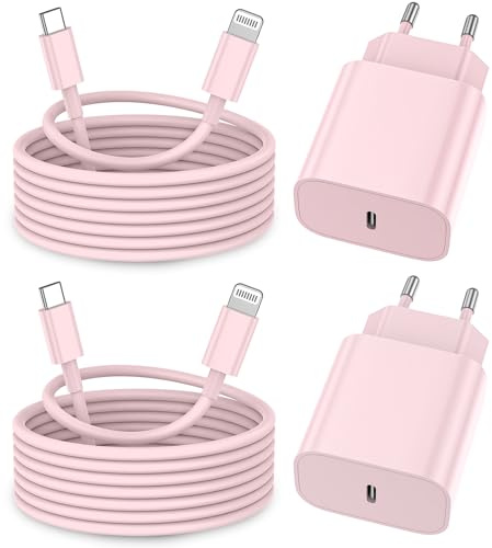 iPhone Ladekabel, [MFi-Zertifiziert] 2er Pack iPhone Ladegerät Apple Ladekabel 2M,USBC Schnellladegerät mit USB C auf Lightning Kabel für i Phone 14 13 12 11 Pro Max XS XR X 8 7 6 Plus 5 iPad,Rosa