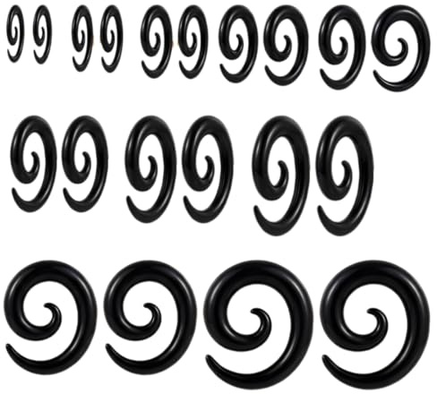 KAHZOR 20 Stück Dehnschnecke Dehnsichel, Tunnel Dehnset, Septum Dehnen, Dehnungsschnecke, Pincher Tapers Septum Ring C Form Buffalo Horn Ohr Tunnel Dehnschnecke Schmuck