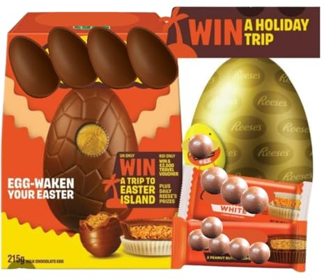 Reesee’s Milk Chocolate Hollow Egg with Peanut Butter Cups and Creme Egg 215g - Chocolate Easter Eggs Gifts for Women,Men & Kids