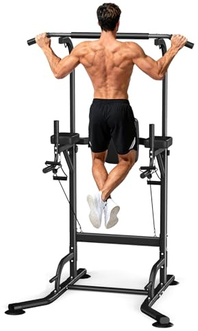 Dskeuzeew Power Tower Multifunktionale Dip-Station für Heim-Fitnessstudios, freistehende Klimmzugstange Trainingsstation max 205kg