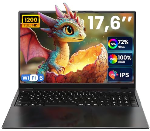 jumper Laptop 17,6 Zoll, N95 CPU, 16GB RAM 512GB SSD + 128GB eMMC, 100% sRGB FHD Display, QWERTY Leuchtende Tastatur, mit Deutscher Tastaturfolie, 7000mAh, WiFi-6, Notebook für Studenten