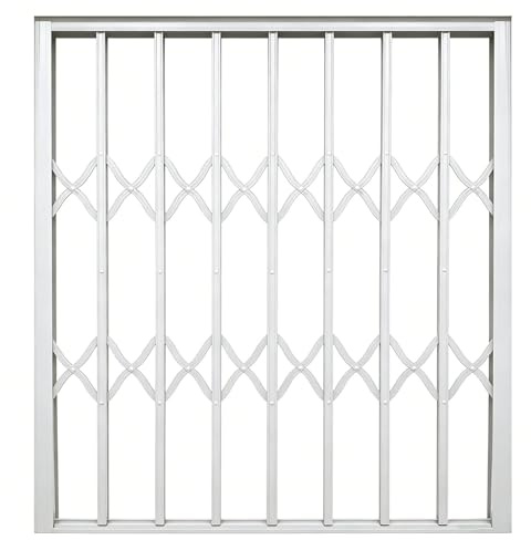 Grata Pieghevole per Finestre in Alluminio con Serratura, Protezione di Sicurezza per Finestre Interna ed Esterna, Barriera Ventilata per Casa Garage e Cantina(White,WxH 48 x 72 in)