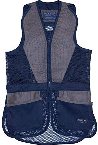JACK PYKE Men’s Skeet Vest – Clay Pigeon Shooting Waistcoat with Breathable Mesh, Suede Trim & Multi Pockets – Lightweight Outdoor Hunting Jacket, Navy Medium