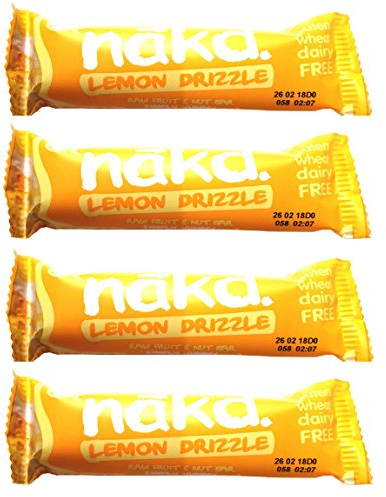 Lemon Drizzle - Nakd Raw Fruit Nut Bars 35g Each - Gluten Wheat Dairy Sugar Free (Pack of 4)