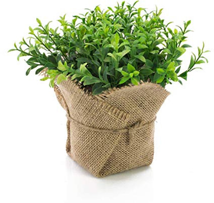 artplants.de Cresson Artificiel Vitus dans Son Sac de Jute, Vert, 17cm - Plante aromatique déco - Plante Artificielle