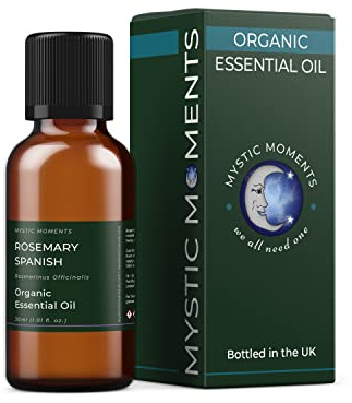 Mystic Moments | Organic Rosemary Spanish Essential Oil | 30ml | Rosmarinus officinalis gives a fresh herbaceous aroma for diffusers, oil blends and fragrance formulations.
