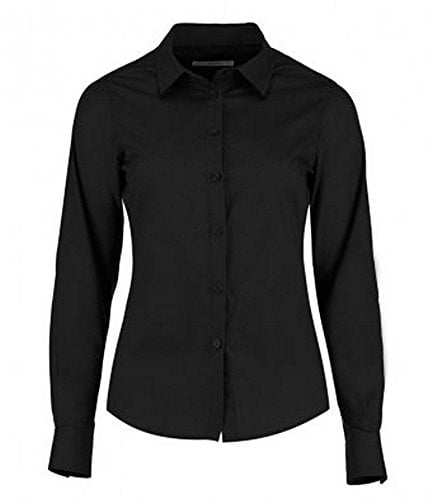 Kustom Kit Ladies Tailored Poplin Shirt, Black, Easy Iron, Size 10