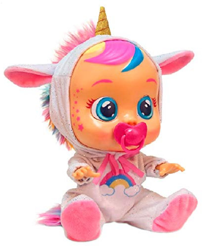 Cry Babies Fantasy Dreamy Unicorno, Bambola Interattiva Che Piange Lacrime Vere Con Ciuccio e Pigiama, Per Bambini e Bambine +2 Anni