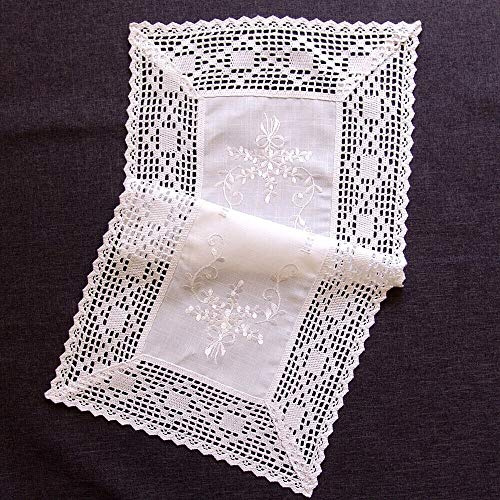 matches21 HOME & HOBBY Tischläufer BRIT 35 x 70 cm weiß Elegante Stickerei mit Blumen Landhausstil Mitteldecke Polyester