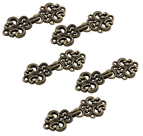 WANDIC Cardigan-Clips, 5 Paar Vintage-Hohlblumen-Umhang-Verschlüsse, Haken und Ösen, Cardigan-Clip, Umhang-Verschlüsse für Pullover, Schal, Antik-Optik