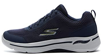 Skechers Herren Go Walk Arch Fit Idyllic Sneaker, Navy Textile Synthetic Gold Trim, 43 EU