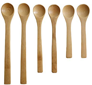 Small Bamboo Spoons, Set of 6 Multi-size Soup Spoons Mini Tasting Spoons Wooden Teaspoon for Coffee Tea Jam Herbs Salts and Desert